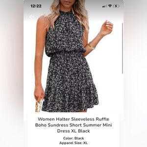 Black Halter Sleeveless Ruffle Boho Sundress - Chic Summer Mini